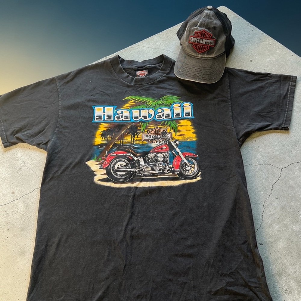 Harley-Davidson Maui‎ Hawaii Pacific Motorcycle Graphic T-Shirt XL + Hat